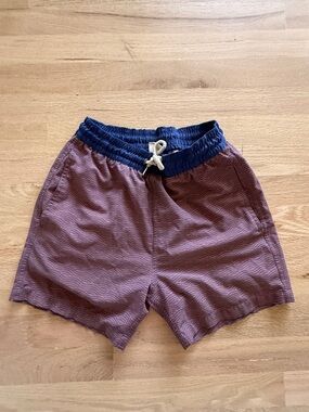 Boy’s Fair Harbor Two-Toned Swim Trunks in Maroon and Navy